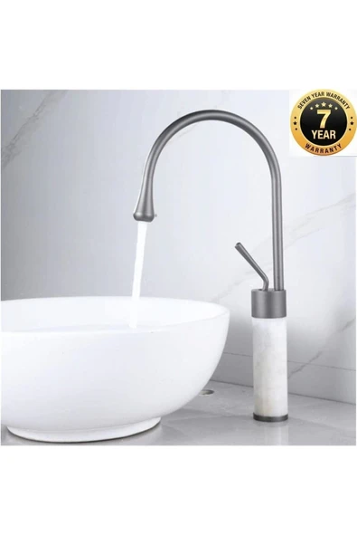 Banyo Çanak Lavabo Bataryası Antrasit Beyaz Mermerli Yeni Model 7 Yıl Garantili Ithal ürün görseli 1