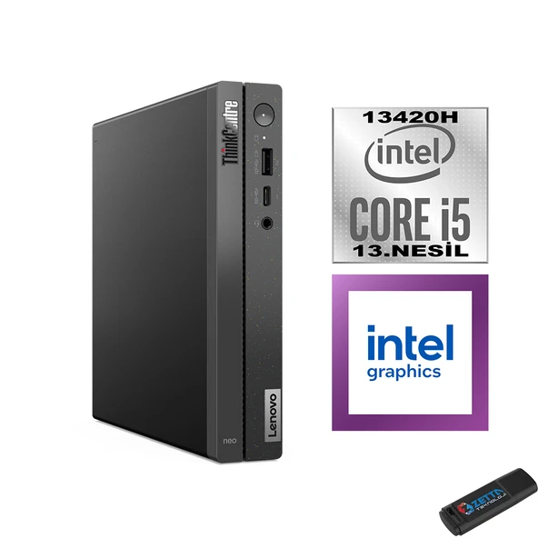Lenovo Thinkcentre Neo 50Q Gen 4 Intel Core I5-13420H 40GB 2tb SSD Windows 11 Pro Mini Bilgisayar 12LN006KTRP15 + Zetta Flash Bellek ürün görseli 1