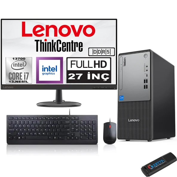 Lenovo Thinkcentre Neo 50T Gen5 Intel Core I7 13700 64GB Ddr5 512GB SSD 27 Inç Monitör Windows 11 Home Intel UHD 770 2712UB000LTRH22+ZETTA Flash Bellek ürün görseli 1