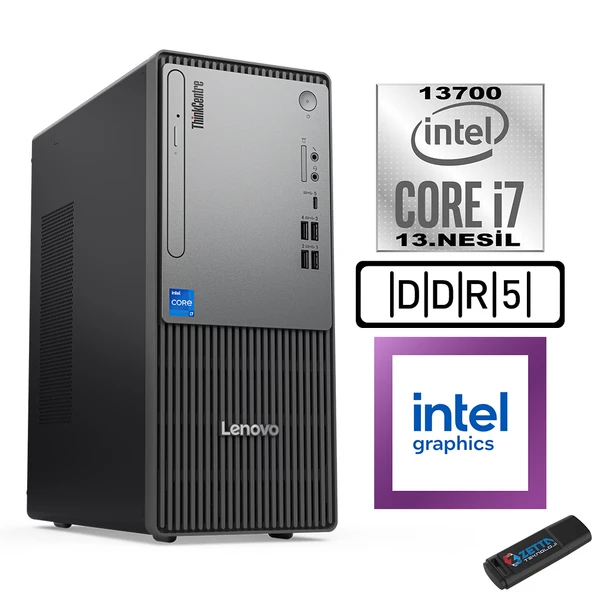 Lenovo Thinkcentre Neo 50T Gen5 Intel Core I7 13700 96GB Ddr5 1tb SSD Windows 11 Home Intel UHD 770 12UB000LTRH28+ZETTA Flash Bellek ürün görseli 1
