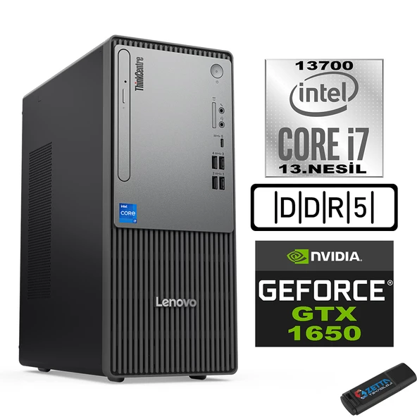 Lenovo Thinkcentre Neo 50T Gen5 Intel Core I7 13700 64GB Ddr5 2tb SSD Windows 11 Home Nvidia GTX1650 165012UB000LTRH24+ZETTA Flash Bellek ürün görseli 1