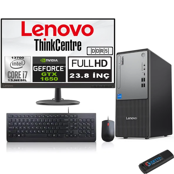 Lenovo Thinkcentre Neo 50T Gen5 Intel Core I7 13700 24GB Ddr5 512GB SSD 23.8 Inç Monitör Windows 11 Pro Nvidia GTX1650 16502412UB000LTRW07+ZETTA Flash Bellek ürün görseli 1