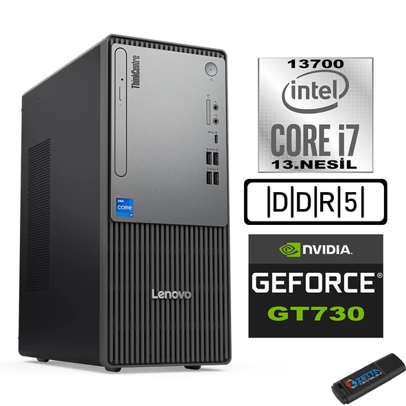 Lenovo Thinkcentre Neo 50T Gen5 Intel Core I7 13700 24GB Ddr5 256GB SSD Windows 11 Pro Nvidia GT730 73012UB000LTRW06+ZETTA Flash Bellek ürün görseli 1