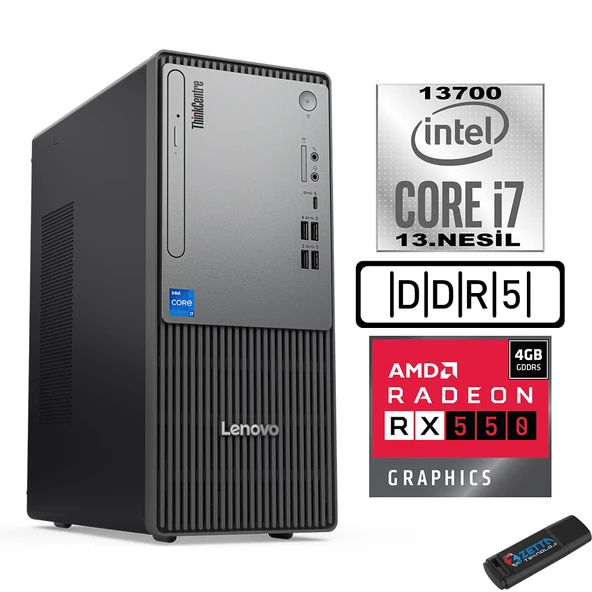 Lenovo Thinkcentre Neo 50T Gen5 Intel Core I7 13700 16GB Ddr5 4tb SSD Windows 11 Pro Radeon RX550 55012UB000LTRW05+ZETTA Flash Bellek ürün görseli 1