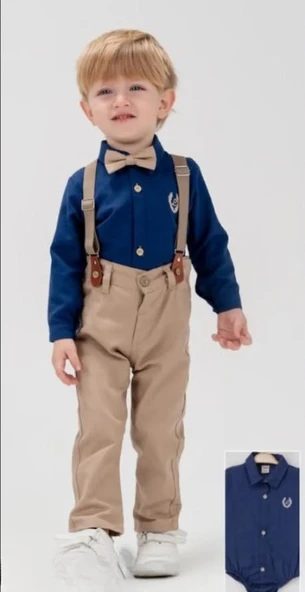Togi Kids Çocuk Mavi Gömlekli Askılı Set ürün görseli 1