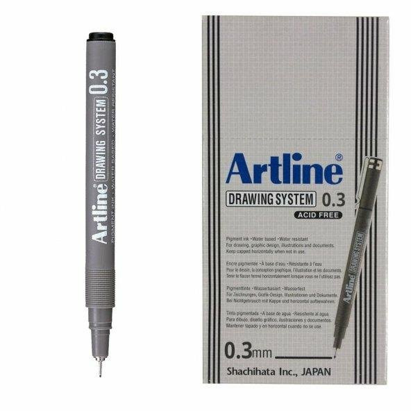 ARTLINE CIZIM KALEMI 003mm SIYAH 12LI KUTU(2303) ürün görseli 1