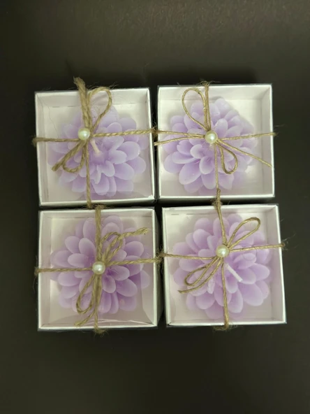 Lotus Mor Mum 4 Adet Süslü Hediyelik - Resim 2
