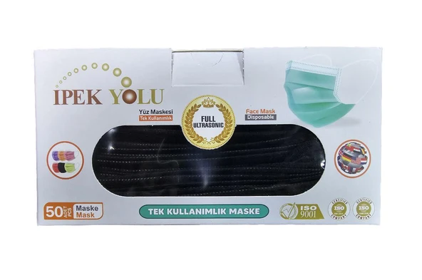 Tek Kullanımlık Koruyucu Maske Siyah 50li ürün görseli 1