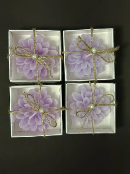 Lotus Mor Mum 4 Adet Süslü Hediyelik ürün görseli 1