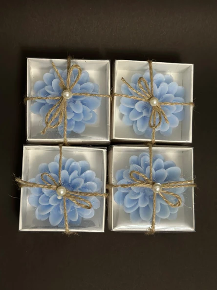 Lotus Mavi Mum 4 Adet Süslü Hediyelik ürün görseli 1