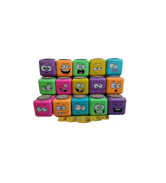 Kare Emoji Şekilli Çim Adam Surat 2 Adet Okul Öncesi Sonrası Etkinlik ürün görseli 1