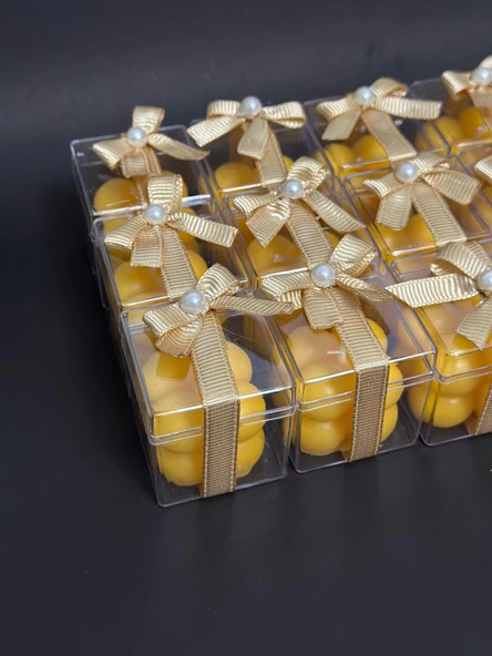 Bubble Sarı Mum 12 Adet Süslü Hediyelik ürün görseli 1