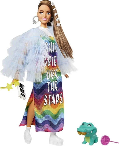 Barbie Extra Renkli Elbiseli Bebek GYJ78 ürün görseli 1