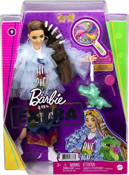 Barbie Extra Renkli Elbiseli Bebek GYJ78 - Resim 4