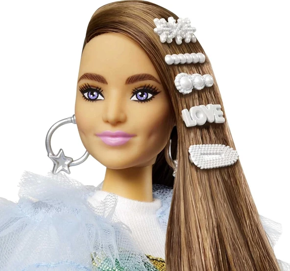 Barbie Extra Renkli Elbiseli Bebek GYJ78 - Resim 3