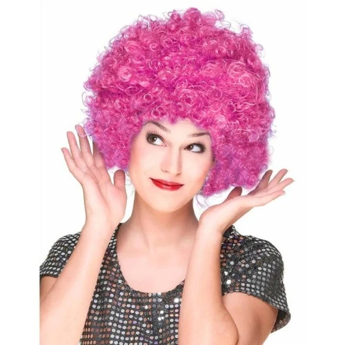 Fuşya Renk Kıvırcık Afro Bonus Peruk Saç Parti Peruğu ürün görseli 1