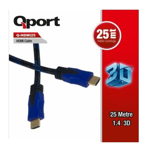 QPORT Q-HDMI253 25metre HDMI Kablo 2.0 4K Altın Uç ürün görseli 1