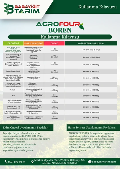 AGROFOUR BOREN SIVI BİTKİ GÜBRESİ 1 LT - Resim 4