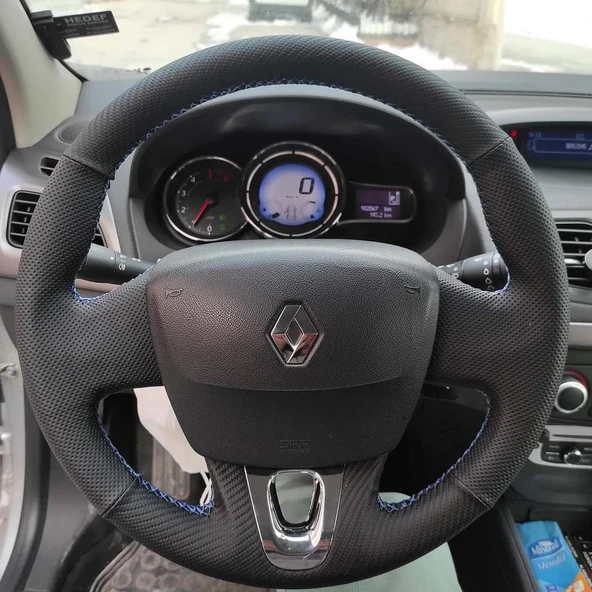 Renault Fluence Araca Özel Direksiyon Kılıfı (Noktalı Karbon) ürün görseli 1