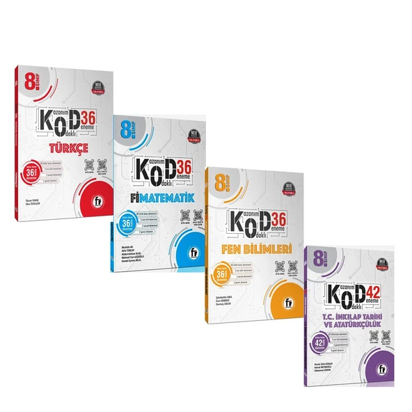 Fi Yayınları 8. Sınıf Türkçe Matematik Fen ve İnkılap KOD Deneme Seti 4 Kitap ürün görseli 1