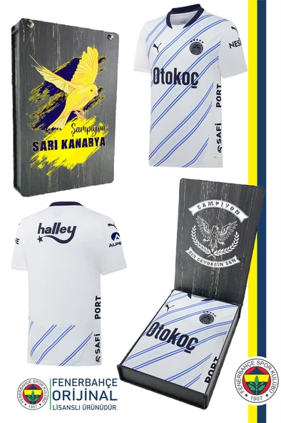 Fenerbahçe Orijinal 24/25 Beyaz Forma Kanarya Baskılı Ahşap Kutulu ürün görseli 1