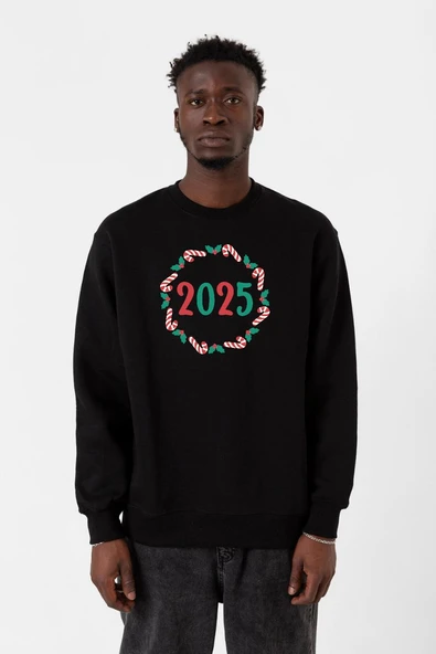 Christmas Holiday Wreath Siyah Erkek 2ip Sweatshirt ürün görseli 1