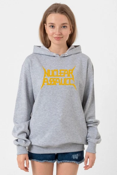 Nuclear Assault Lettern Grimelanj Kadın 3ip Kapşonlu Sweatshirt ürün görseli 1