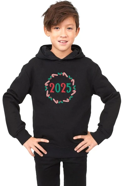 Christmas Holiday Wreath Siyah Çocuk 3ip Kapşonlu ürün görseli 1