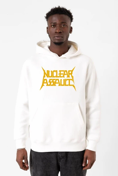 Nuclear Assault Lettern Beyaz Erkek 3ip Kapşonlu Sweatshirt ürün görseli 1