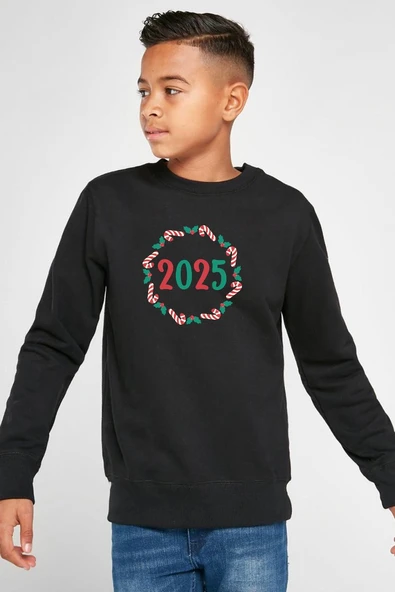 Christmas Holiday Wreath Siyah Çocuk 2ip Sweatshirt ürün görseli 1