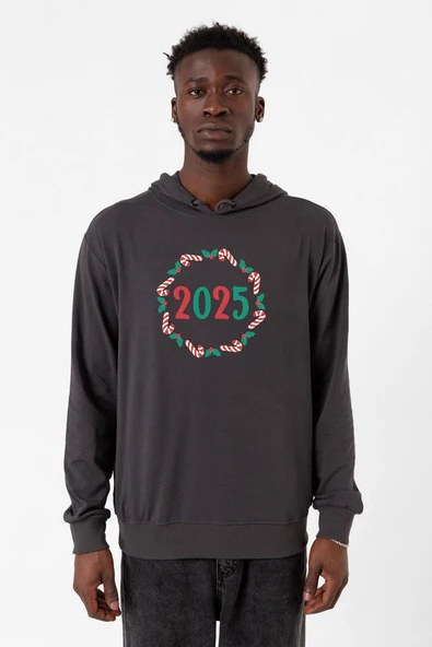 Christmas Holiday Wreath Füme Erkek 2ip Kapşonlu ürün görseli 1