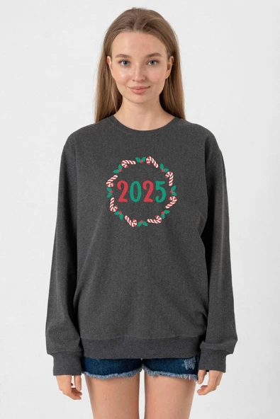Christmas Holiday Wreath Füme Kadın 2ip Sweatshirt ürün görseli 1