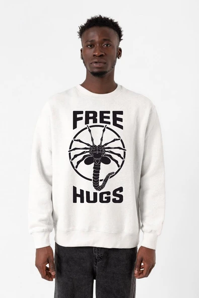 Free Facehugger Hugs Beyaz Erkek 2ip Sweatshirt ürün görseli 1