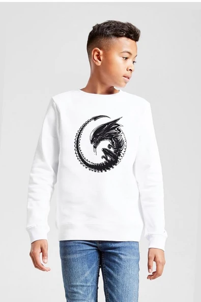 Allien Xenomorph Beyaz Çocuk 2ip Sweatshirt ürün görseli 1