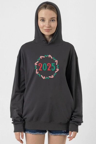 Christmas Holiday Wreath Füme Kadın 2ip Kapşonlu ürün görseli 1