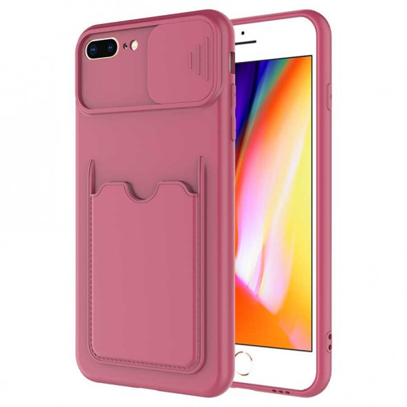 Apple iPhone 8 Plus Kılıf Deri Görünümlü Kartlıklı Kamera Korumalı ürün görseli 1