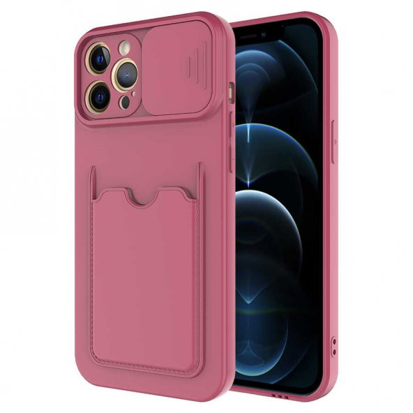 Apple iPhone 12 Pro Kılıf Deri Görünümlü Kartlıklı Kamera Korumalı ürün görseli 1