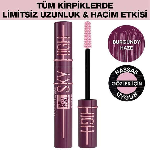 Maybelline New York Lash Sensational Sky High Burgundy Haze Maskara ürün görseli 1