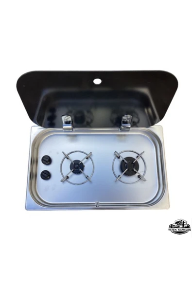 2 Gözlü Cam Kapaklı Ocak 53 X 32.5 X 10 Cm ÜNİVERSAL Yatek Karavan Tekne ürün görseli 1