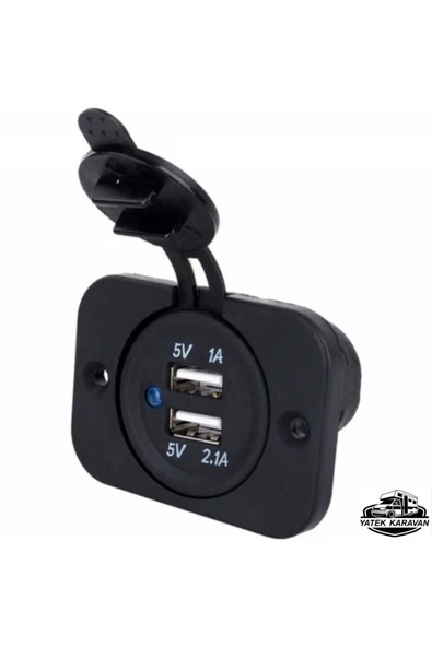 Kapaklı Marin İkili Usb Soketi 12v Yatek Karavan Tekne ürün görseli 1