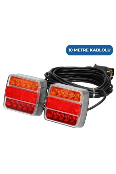 Mıknatıslı Led Römork Stop Lambası Seti 7 Pin Soketli 12v Yatek Karavan Tekne ürün görseli 1