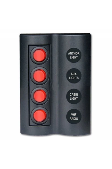 Marin Sigortalı Switch Panel 4 lü Kırmızı Butonlu Yatek Karavan Tekne Uyumlu ürün görseli 1