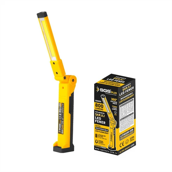 SGS ŞARJLI LED FENER 800 LÜMEN KATLANIR 3.7 VOLT/ 2000 mAh ürün görseli 1