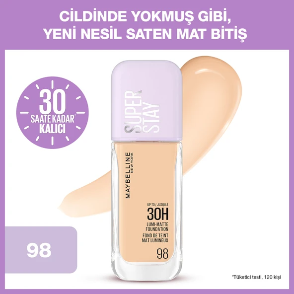Maybelline New York Super Stay Lumi Matte Fondöten - 98 ürün görseli 1