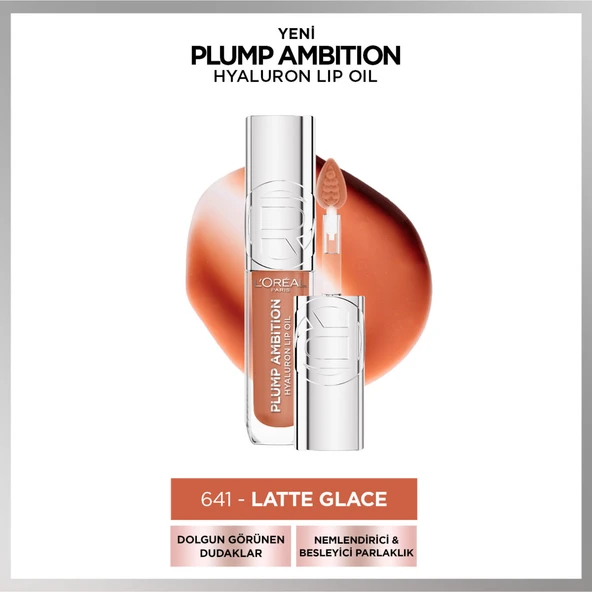 L'Oréal Paris Plump Ambition Hyaluron Lip Oil Besleyici ve Nemlendirici Dudak Parlatıcısı - 641 Latte Glace ürün görseli 1