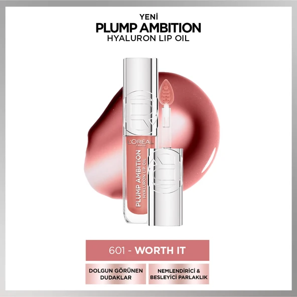 L'Oréal Paris Plump Ambition Hyaluron Lip Oil Besleyici ve Nemlendirici Dudak Parlatıcısı - 601 Worth It ürün görseli 1
