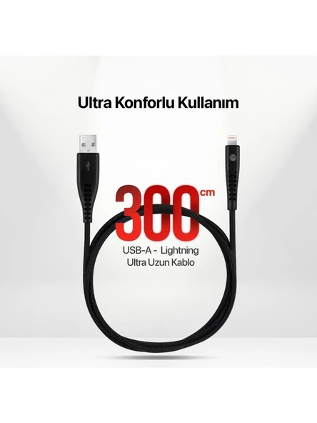 Mojue By Ttec  Usb-A - iPhone Lightning 2A Şarj Kablosu 300CM - Resim 2