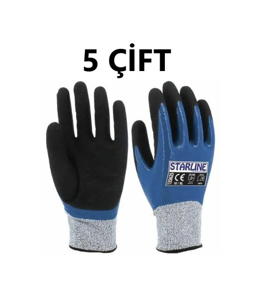 5 Çift Kesilmez Eldiven E-135625 Nitril Köpük Starline 4x43c 10 Numara ürün görseli 1