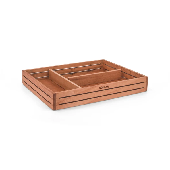 Woodsaka 3Line Sade Organizer ve Aksesuar Kutusu - Kiraz Ağacından ürün görseli 1