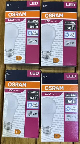 4 adet Osram 8.5 w 60w 806 lm e27 duy led ampul ürün görseli 1